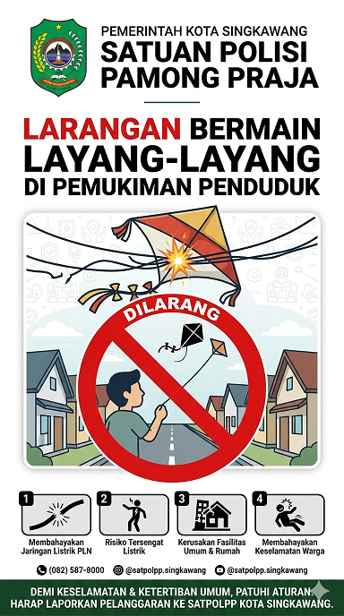 himbauan larangan bermain Layang-Layang dipemukiman penduduk